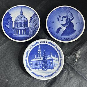 Vintage Lot of 3 Royal Copenhagen Washington Government Building Christmas Plate
